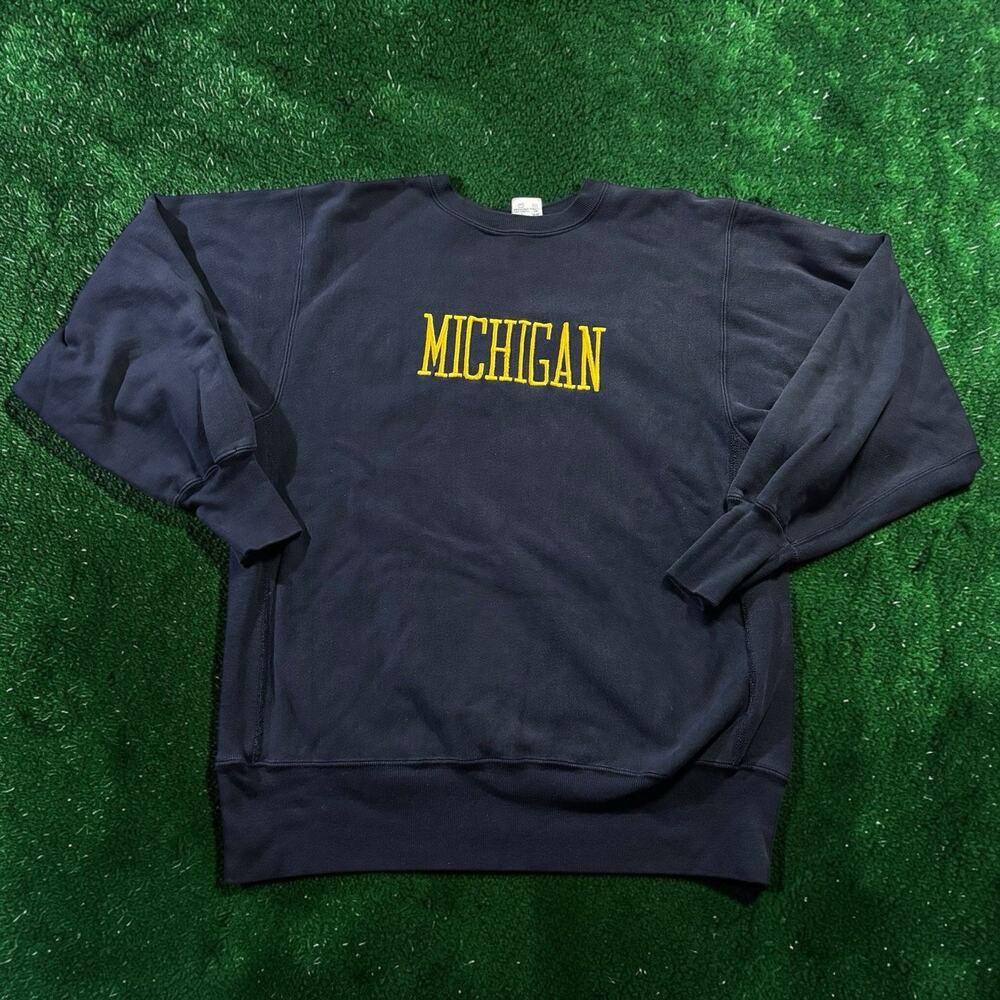 Vintage 90s Champion Reverse Weave Michigan Sweatshirt Men’s XL Crewneck Navy